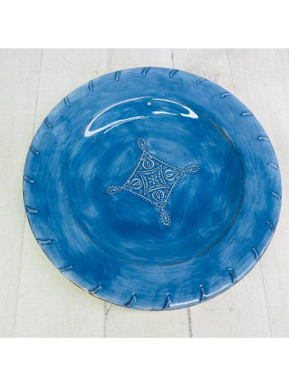 Home TM Blue Brush Strokes Embossed Detail Center Ceramic 10